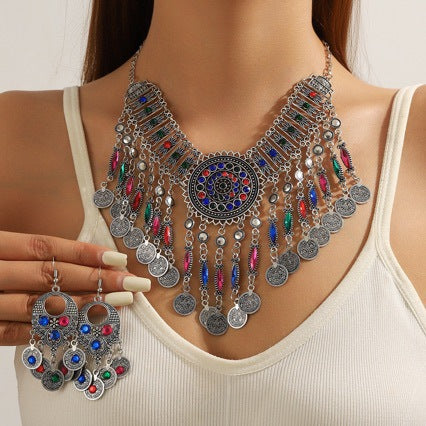 The Boho Bae Necklace & Earring Set — Vintage Palace Style Mixed Color Jewelry Set