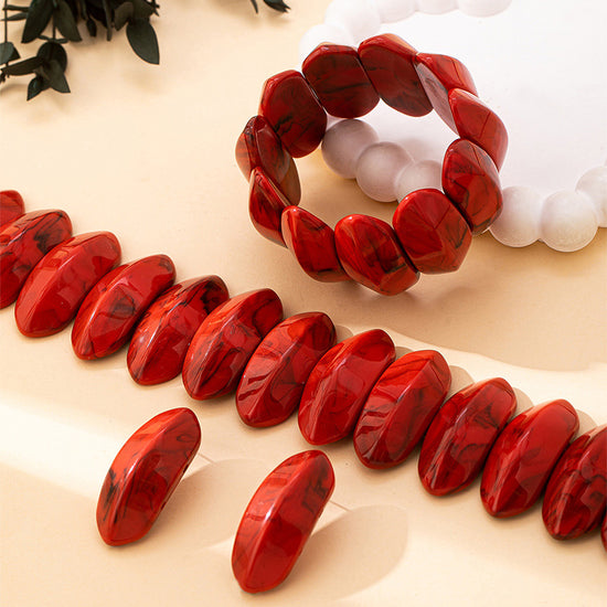 Red On The Rocks Geometric Jewelry Set — Handmade Ombre Necklace, Earrings & Bracelet (4pcs)