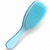 Sky blue Knotty Brush detangling hair brush with aqua bristles on a white background