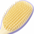 Yellow purple Knotty Brush detangling hair brush with yellow bristles and a lavender edge, close-up