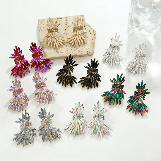 The Wedding Wonderland Crystal Earrings — Luxury Crystal Leaf Exaggerated Wedding Earrings