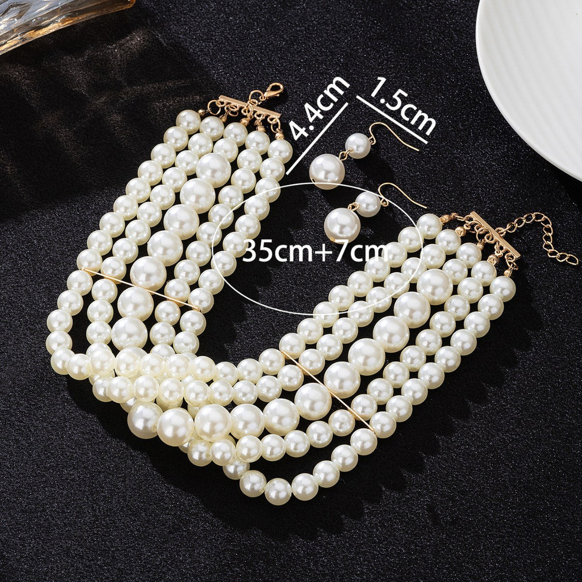 multi-layer pearl choker set