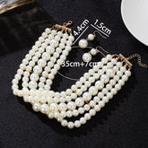multi-layer pearl choker set