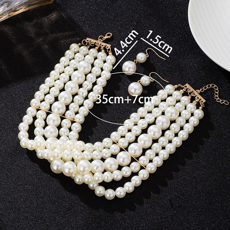 multi-layer pearl choker set