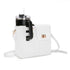 White crossbody bag with built-in tumbler holder, side view