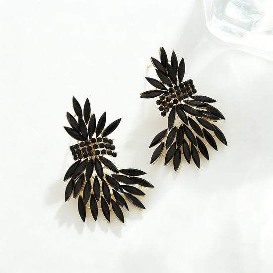 The Wedding Wonderland Crystal Earrings — Luxury Crystal Leaf Exaggerated Wedding Earrings